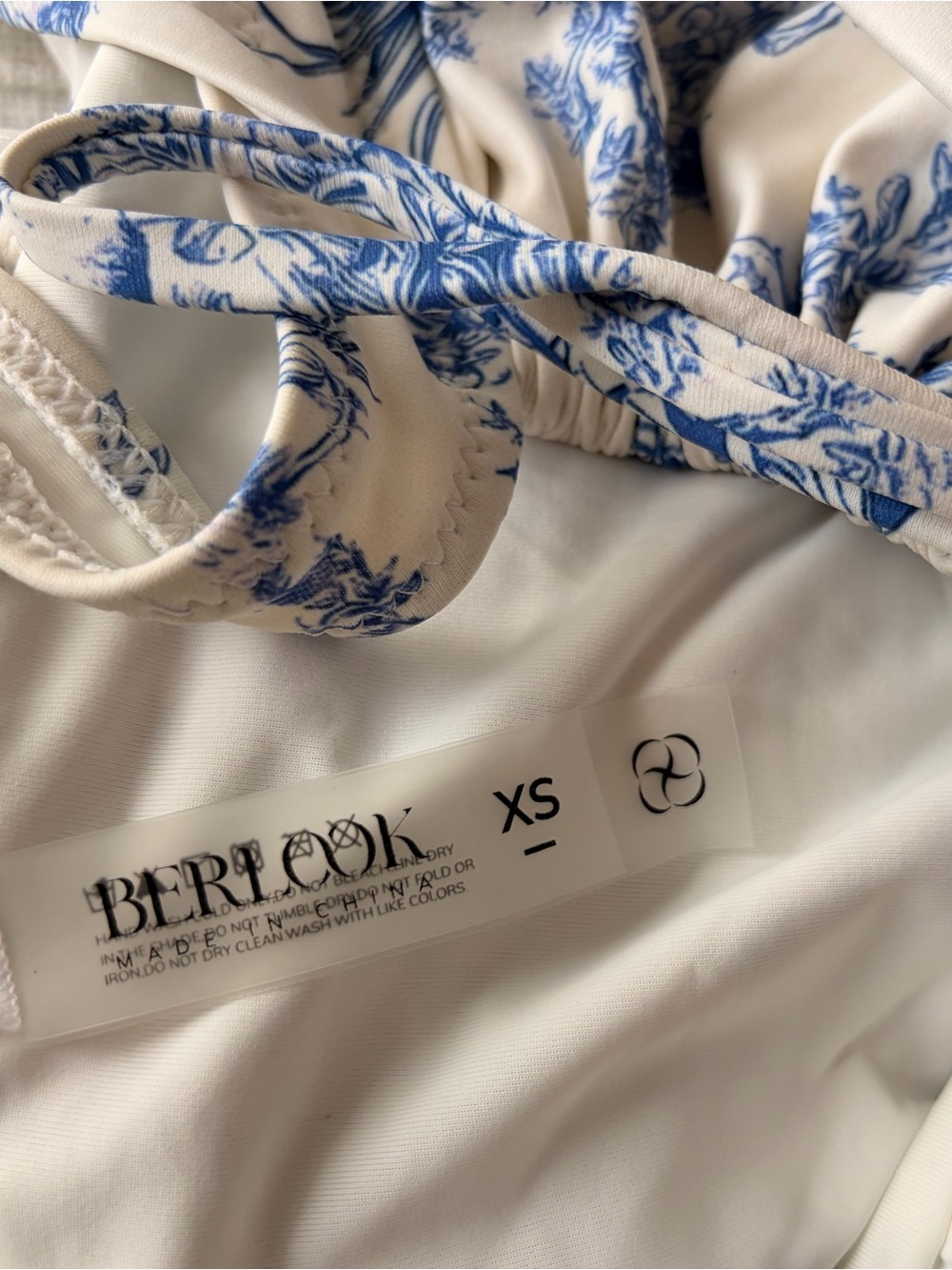 Blue & White Toile Swimsuit - Picture 4 of 6